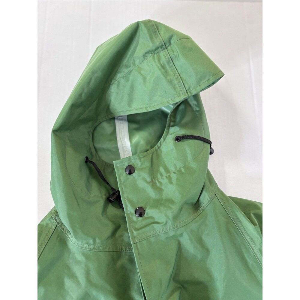 Watershed 300 Series Waterproof Rain Suit Jacket L Pants Green Hooded USA Made - Picture 10 of 16